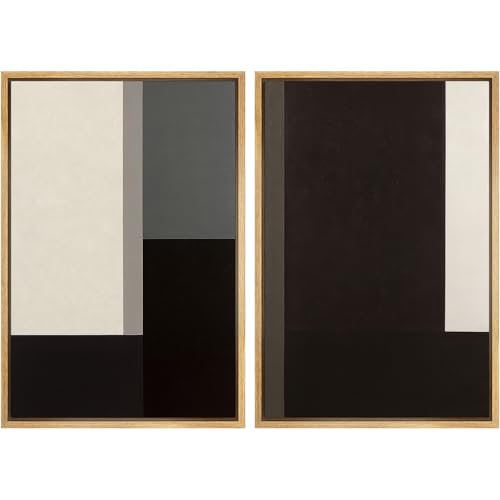 SIGNWIN Framed Canvas Print Wall Art Set Contemporary Block Color Composition in Neutral Tones Illustrations Modern Art Decorative Multicolor for Living Room, Bedroom, Office - 16"x24"x2 Natural - color: A16-2512-edw21, size: 16"x24"x2 Panels Natural