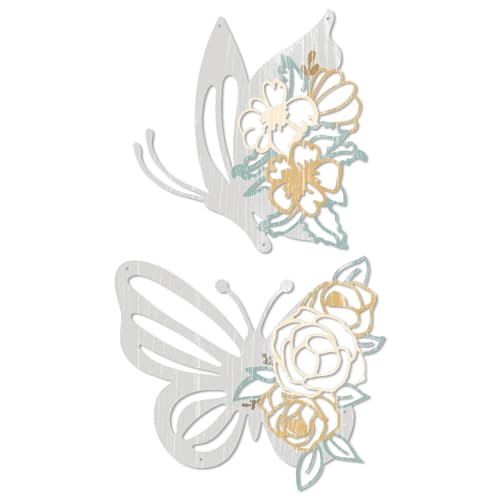 Putuo Decor 2 Pieces Butterfly Metal Wall Decor Floral Iron Wall Sculptures Modern Minimalist Butterfly Flower Wall Art for Living Room Bedroom Hallway Kitchen Bathroom Home Decoration - color: Butterfly