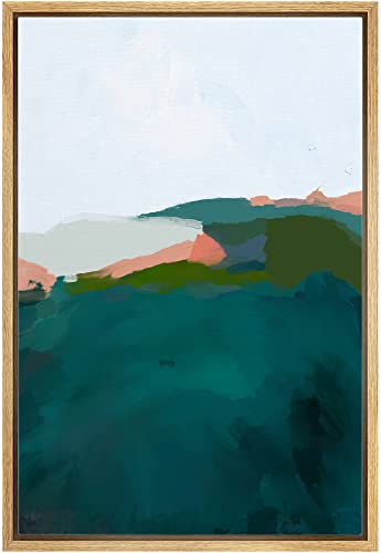 IDEA4WALL Framed Canvas Print Wall Art Pastel Watercolor Mountain Landscape Abstract Nature Illustrations Modern Art Bohemian Decorative Colorful for Living Room, Bedroom, Office - 16"x24" Natural - color: A01-04-m37, size: 24"L x 16"W