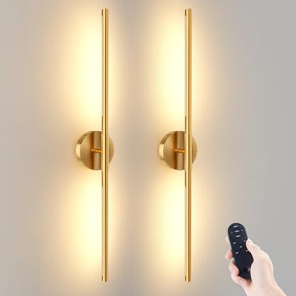 JOFIOS Battery Operated Wall Sconces Set of 2, 34.7In Gold Remote Control - color: Gold, size: 34.7 inch