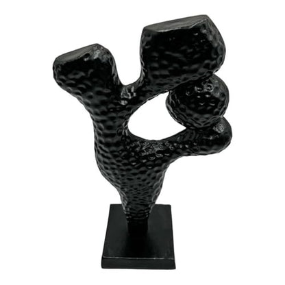 Pemberly Row Handmade Aluminum Abstract Sculpture, 14 in Tall, Black Finish, Decorative Modern Artwork for Living Room, Bedroom, Kitchen, Home Décor