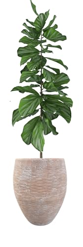 Ludu Washed Terracotta Modern Handmade Metal Indoor Planter with Textured Wave Design and Anti-Scratch Pads, Rust-Resistant Finish for Outdoor Use, Sustainable Non-Plastic Pot Recyclable Metal Vase