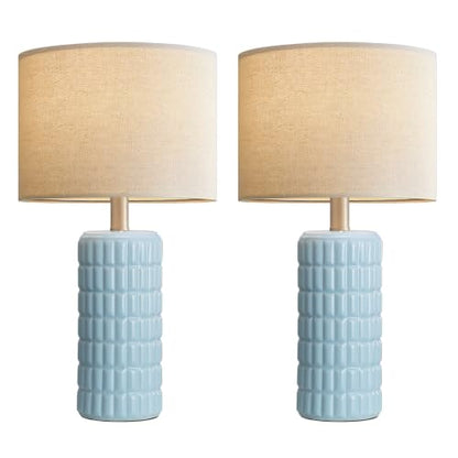Seealle 23" Modern Ceramic Table Lamps, Lamps for Bedroom, Sky Blue - color: Sky Blue