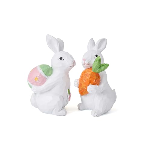 Easter decorations - easter bunny decorations indoor- Resin Spring rabbits for home -Bunny statues for indoor tabletop decor,Adorable small rabbit figurines for easter table decor,office,gifts - color: Easte Bunny Figurines