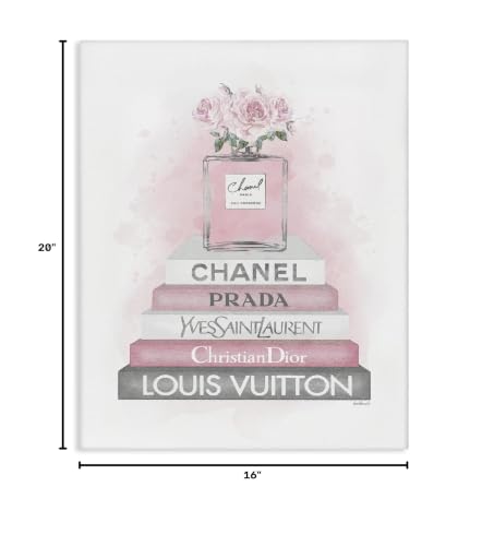 Stupell Industries 'Pink Roses Perfume Bottle Glam Fashion'| Canvas Art - color: Glam Perfume Roses, size: 20"L x 16"W