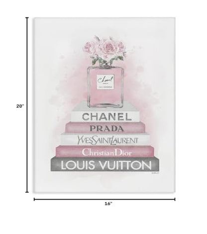 Stupell Industries 'Pink Roses Perfume Bottle Glam Fashion'| Canvas Art - color: Glam Perfume Roses, size: 20"L x 16"W