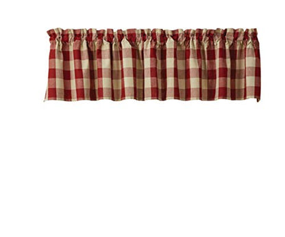 Park Designs Buffalo Check Valance 72" x 14", Garnet & Tan - color: Garnet Valance
