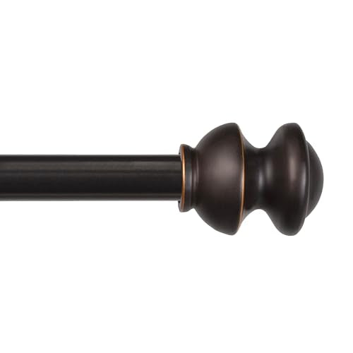 Kenney Kendall Knob Window Curtain Rod, Adjustable 28-48 Inch, Oil Rubbed Bronze - color: Oil Rubbed Bronze, size: 28-48"