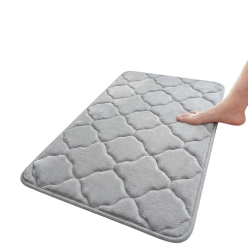 Thick Memory Foam Bath Mat, Absorbent Kitchen Shower Floor Rug, Light Gray - color: Light Gray