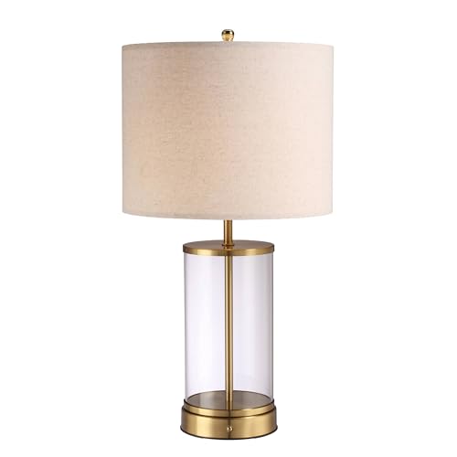 O’Bright Luma - Battery Powered Table Lamp, Cordless Glass Bedside Lamp with Rechargeable 10,000mAh Battery, Full Size 24 Inch Height, Touch Dimmer, Type-C Charging, Clear Glass Design, Antique Brass - color: Antique Brass, size: 24-inch