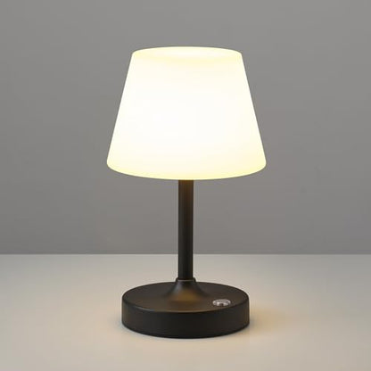 PUSU Cordless LED Black Small Table Lamp, Waterproof Shower Desk lamp - color: Matte Black (Metal + PE Plastic)