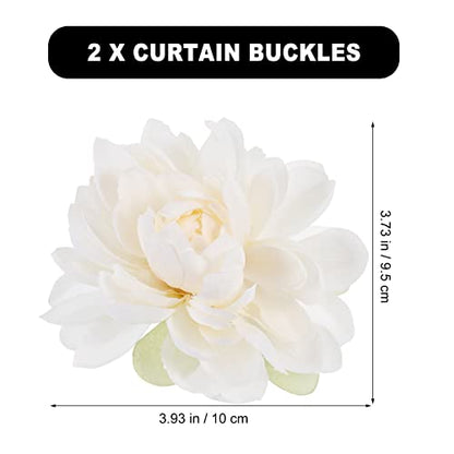 Sewroro 2Pcs Curtain Flower Buckles, Curtain Tiebacks Clips for Draperies Home Hotel Window Treatment Holdbacks Easy Clip-on Decorative Flower Design