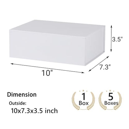 White Gift Box,10x7.3x3.5 Gift Boxes With Lids For Presents Includes Ribbon And Diy Printable Sticker Paper,Bridesmaid Proposal Box,Magnetic Gift Box For Birthday,Wedding,Graduation - color: 10x7.3x3.5inch-White-Pack 5