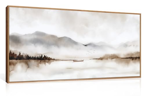 DRACIT Neutral Abstract Mountain Framed Canvas Print Wall Art Set-40"x20" - color: Natural Landscape Wall Art, size: 40"L x 20"W