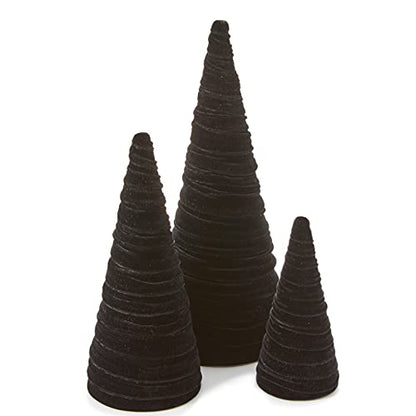 Black Velvet Trees Set of 3, Modern Black and White, Holiday Entryway, Winter Home Mantel, Valentine Tabletop Tree, Centerpiece Holiday Table, Minimalist (Black) - color: Black