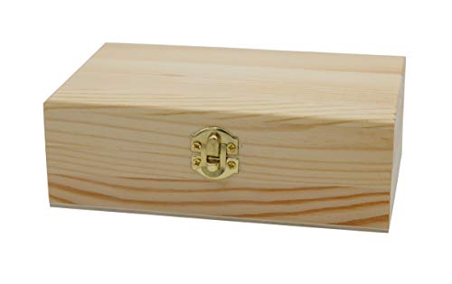 Creative Hobbies Unfinished Wood Craft Box – Light Unfinished Wood with Clasp – Make Your Own Gift, Jewelry, Photo Storage - Decorate with Paint, Ribbon, Decoupage and More – 6" x 4" x 2" (1)