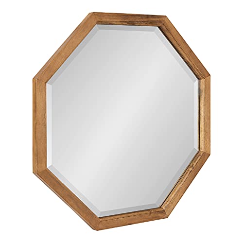 Kate and Laurel Hogan Farmhouse Octagon Wood Wall Mirror; 24 x 24; Rustic Brown; Traditional Inspired Geometric Wall Decor - color: Rustic Brown, size: 24"L x 24"W