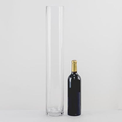 CYS Excel Clear Glass Cylinder Vase (H:24" D:4") | Multiple Size Choices Glass Flower Vase Centerpieces | Hurricane Floating Candle Holder Vase - size: H-24" D-4"