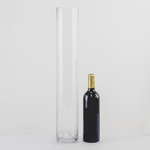 CYS Excel Clear Glass Cylinder Vase (H:24" D:4") | Multiple Size Choices Glass Flower Vase Centerpieces | Hurricane Floating Candle Holder Vase - size: H-24" D-4"