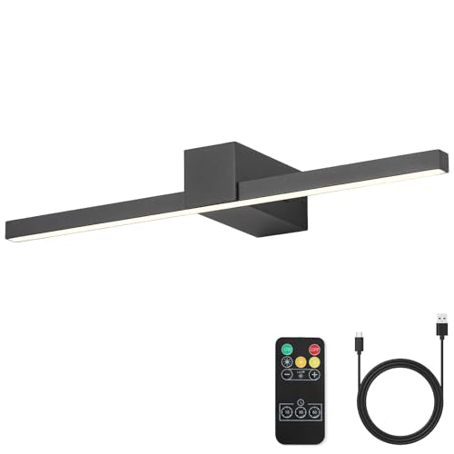 LED Battery Operated Picture Light with Remote,Wireless Gallery Lights Black 15.7 inch Rechargeable Display Light Dimmable Wall Sconce for Artwork on Wall - color: Battery Operated Black