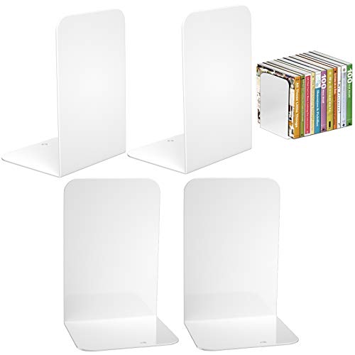 VFINE White Metal Bookends: 2 Pairs for Heavy Books and Shelves - color: White 2 Pairs Bookends