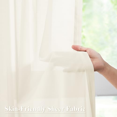 WEST LAKE Egret Iovry Pinch Pleat Sheer Curtain Panels 72 Inches Long - color: Egret Ivory, size: 58"W x 72"L (Pack of 2)