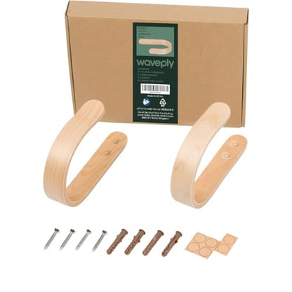 2 x Waveply Wood Curtain Holdbacks Plywood Drapery U Shaped Hook Tiebacks for Wall (Birch) - color: Maple