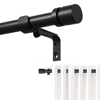 Ottsuls Curtain Rods for Windows, 32 to 74 or 85 Inches Max Adjustable Length, 1 Inch Diameter, Black Decorative Curtain Rod Set, Rustproof Heavy Duty Metal Pole with Brackets - size: 32" to 74"