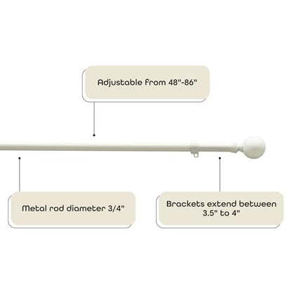 Buono II Morgan Antique White Rod & Finial 48-86 in, Finials - size: 48-86, style: Morgan Antique White