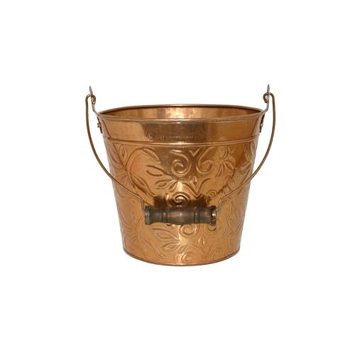 Headwind Vintage Collection - Floral New Penny Planter with Handles – Small Galvanized Buckets & Metal Flower Pots, Decorative Bucket Planter with Drainage Hole for Indoor Plants & Outdoor Garden Déco - color: New Penny, size: 8"