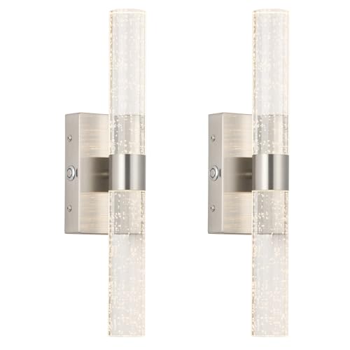 Battery Operated Wall Sconces Set of 2, 20000mAh Rechargeable Wall Light | Remote Control 3000K-6000K Dimmable LED Wireless Sconces,Brushed Nickel,15.6 Inch - color: Nickel, size: 15.6 Inch