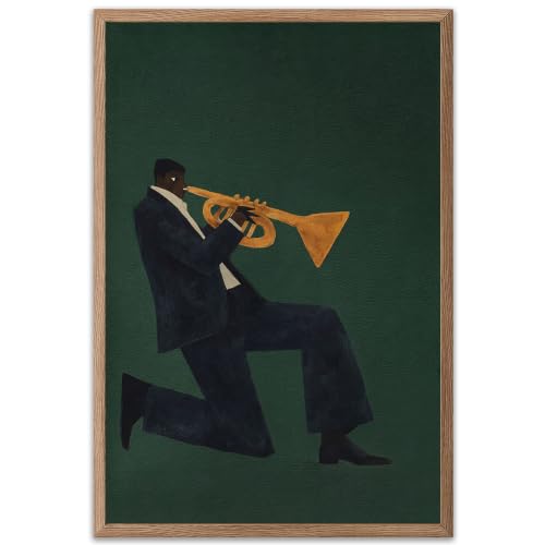 Abstract Black Man Canvas Wall Art African American Wall Art Decor Historic Jazz Music Poster Vintage Afrocentric Artwork Fashion Black Men Portrait Poster for Bedroom Living Room -16" x 24" UNFRAMED - color: Music Man