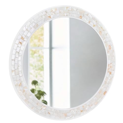 24 Inch Round Mirrors with Mosaic Frame for Wall - size: 24"L x 24"W