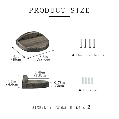 Freezing point Small Floating Shelves for Wall Set of 2 Semicircle Wood 4Inch Mini Wall Shelf Decor Plant Display Collectibles Mounted Kitchen Bathroom Bedroom Corner Decorative Storage Tiny Stand