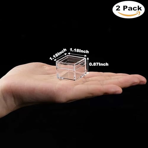 KissYou Small Acrylic Box with Lid 1.18 x1.18 x 0.86 Inch Plastic Cube - size: 1.18 x1.18 x 0.86 Inch