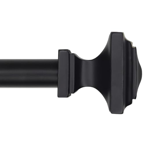 1 Pack Boho Rustic Adjustable Wood Curtain Rod 32-45 Inch, Black - color: Black, size: 32'' - 45'' (1 Pack)