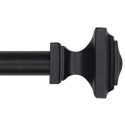 1 Pack Boho Rustic Adjustable Wood Curtain Rod 32-45 Inch, Black - color: Black, size: 32'' - 45'' (1 Pack)