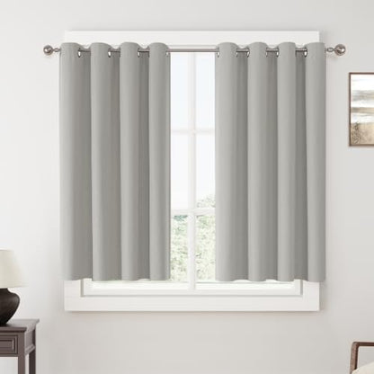ChrisDowa Light Grey Blackout Curtains 45 Inches Long 2 Panels for Bedroom - color: Light Grey, size: 52"W x 45"L (Pack of 2)