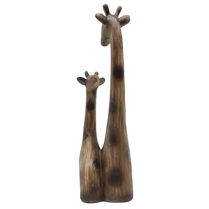 Lukitas Giraffes Statue Decor, Mom-and-Baby Giraffe Sculpture, Resin 11''