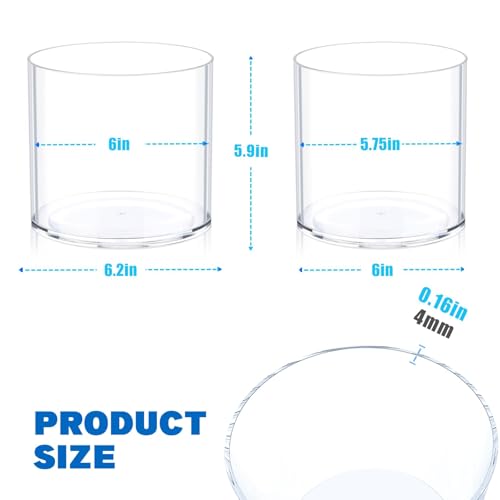 JYPS Clear Plastic Flower Vase Centerpiece Set - size: 2 Pieces - 6.2'' W*5.9'' H + 6'' W*5.9'' H