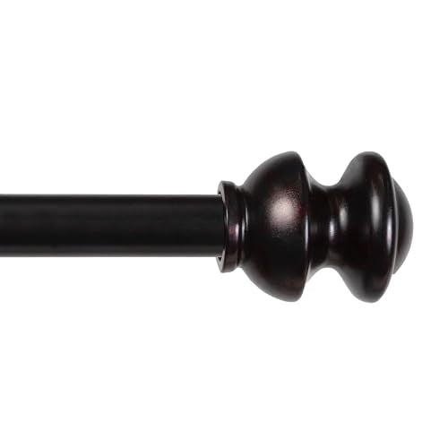 Kenney Kendall Knob Window Curtain Rod, Adjustable Curtain Rod for Windows 48 to 86 Inches, Extendable Curtain Rod Set, Antique Rust Brown Curtain Rod - color: Antique Rust, size: 48-86"