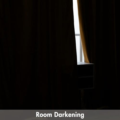 MIULEE Golden Brown Blackout Velvet Curtains Drapes 63 Inch Long 52"x63" - color: Golden Brown, size: 52"W x 63"L (Pack of 2)