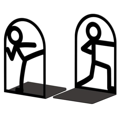 Peacoblue 5.3"x4.3"x7.9" Metal Bookends, Heavy Duty Book Ends for Shelves - style: Stickman