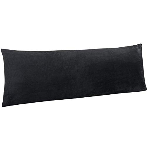 NTBAY Velvet Body Pillow Cover, 20 x 54, Zipper, Charcoal Grey - color: Charcoal Grey, size: 54" x 20" (Pack of 1)