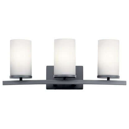 Kichler Crosby 3-Light Bathroom Vanity Light, Black - color: Black, size: 3 Light, style: Satin Etched Cased Opal Glass