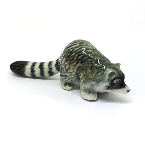 Handmade Ceramic Raccoon Figurine, Woodland Shelf Decor