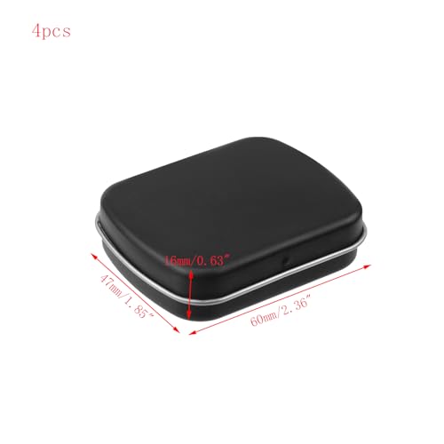 4pcs Mini Tin Can Metal Tin Box Container, Black - color: Black