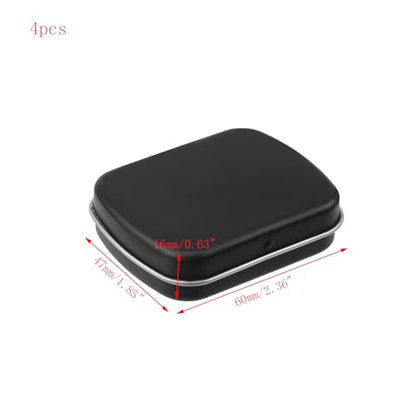 4pcs Mini Tin Can Metal Tin Box Container, Black - color: Black