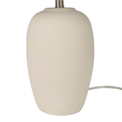 Nourison Home 23" Natural White Ceramic Jar Table Lamp for Bedroom, Living Room, Dining Office, with Off-White Shade - color: Off-White, size: 1 Lamp - Drum Shade