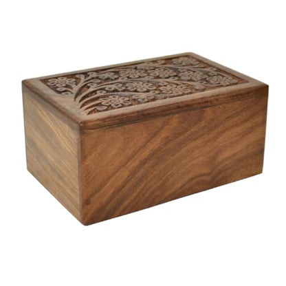 Handcrafted Wooden Urn (X-Small Size) Beautiful Unique Tree of Life Rosewood Design - Urns for Human or Pet Ashes (X-Small) - size: Small